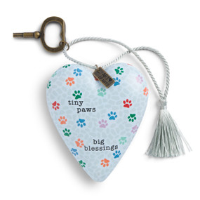 Tiny Paws Big Blessings Blue Recordable Art Heart 3.5" x 3.5" by Jennifer Heynen