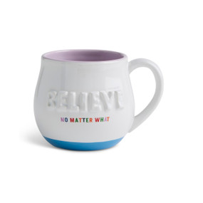 Believe Sculpted White Mug 14oz. by Emeline