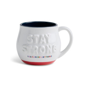 Stay Strong Sculpted White Mug 14oz. by Emeline