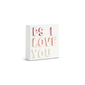 PS I Love You Sculpted White Shadowbox 4" by Emeline
