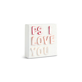 PS I Love You Sculpted White Shadowbox 4" by Emeline