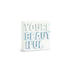 You're Beautiful Sculpted White Shadowbox 4" by Emeline