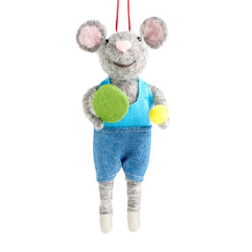Pickleball Player Mouse Ornament - 5in