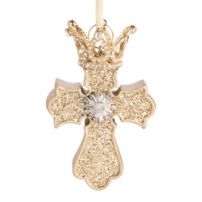 Rejoice Warm Wish Glitter Cross Ornament