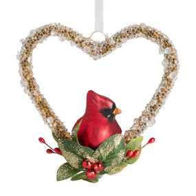 Cardinal Joy Heart Ornament