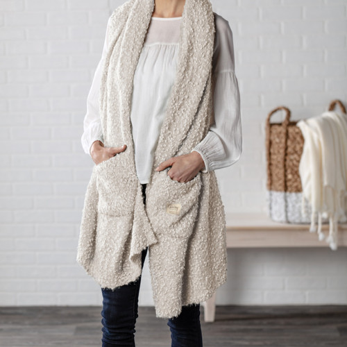 Giving Collection Cool Cream Giving Shawl With Pockets slide 