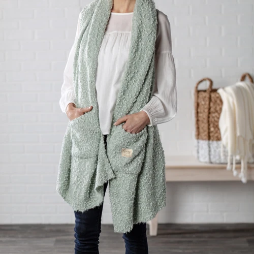 Giving Collection Light Sage Giving Shawl With Pockets slide 
