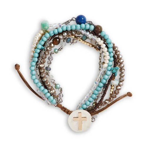 Your Journey Turquoise Adjustable Beaded Prayer Bracelet 7" slide 
