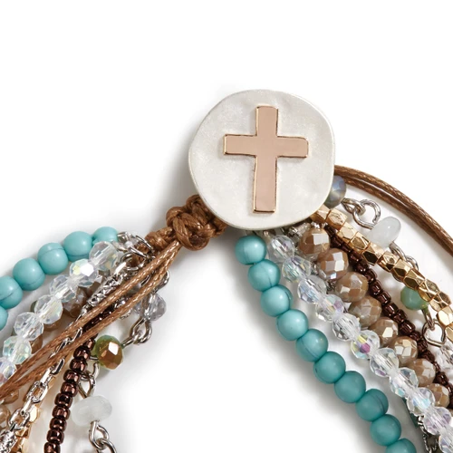 Your Journey Turquoise Adjustable Beaded Prayer Bracelet 7" slide 