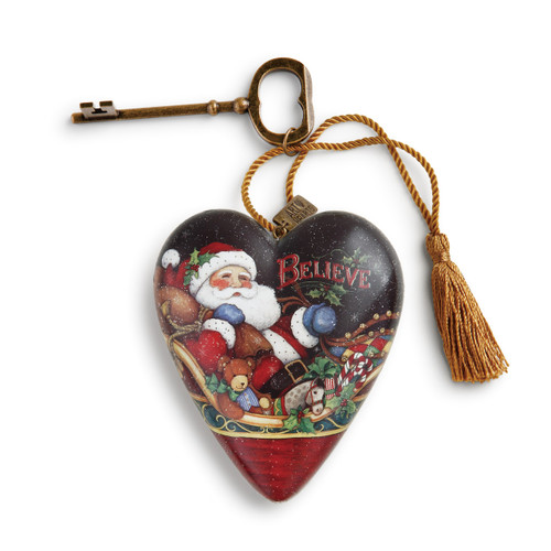 Believe Santa Art Heart Christmas Sculpture slide 