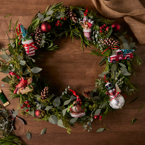 Blown Glass Cardinal Merry Christmas Ornament slide 