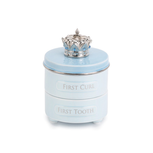 Blue Prince Crown First Tooth & Curl Keepsake Box slide 
