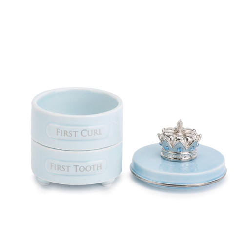 Blue Prince Crown First Tooth & Curl Keepsake Box slide 