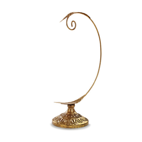 Holiday Gold Leaves Metal Ornament Stand 7" x 11.5" slide 