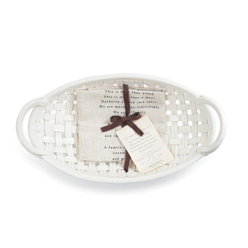 Gatherings Collection Ceramic Bread Basket With Towel slide 