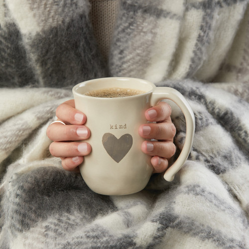 Warm Heart Ivory Stoneware Kind Heart Mug 16oz slide 