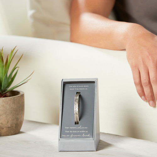 Loving Memories Forever Loved Adjustable Silver Band Bracelet slide 