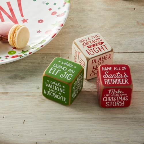 Holiday Christmas Party Starter Conversation Dice Set of 3 slide 