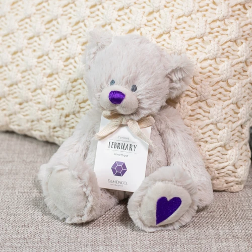 Birthstone Bears February Teddy Bear Stuffed Animal 3.5" x 8.5" slide 