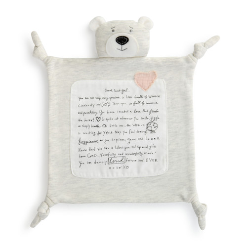 Poetic Threads by Lori Siebert Sweet Girl Gray Bear Blankie 14" x 14" slide 