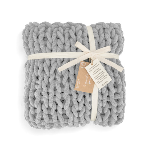 Chunky Knitted Blanket- Gray - Comfort Accessory slide 