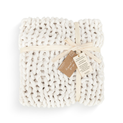 Chunky Knit Blanket - Cream slide 