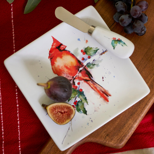 Cardinal and Holly Plate and Spreader Set slide 