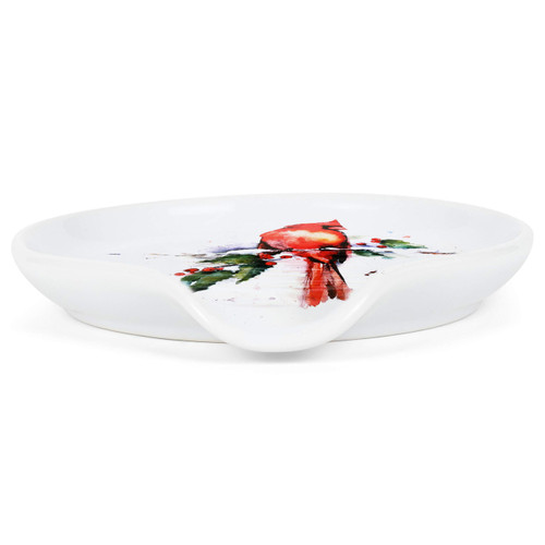 Cardinal and Holly Spoon Rest Stoneware slide 