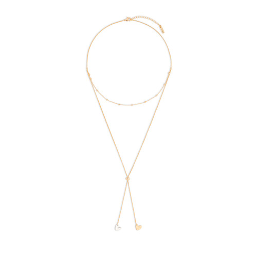 Giving Collection Adjustable Double Heart Lariat Charm Necklace 35" slide 