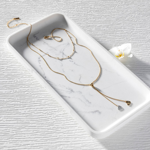 Giving Collection Adjustable Double Heart Lariat Charm Necklace 35" slide 