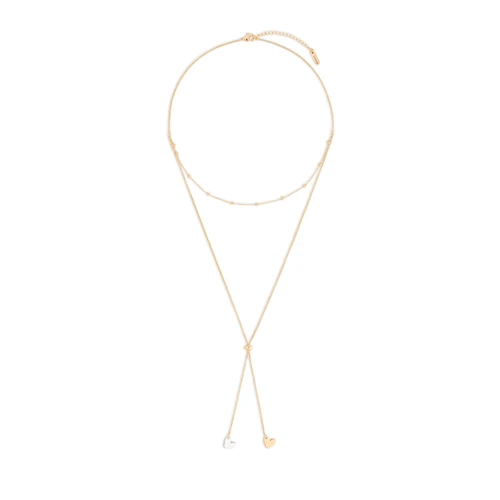 Giving Collection Adjustable Double Heart Lariat Charm Necklace 35" slide 
