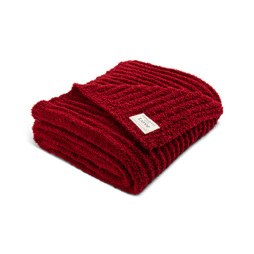 Giving Collection Red Ribbed Throw Blanket 52" x 62" slide 
