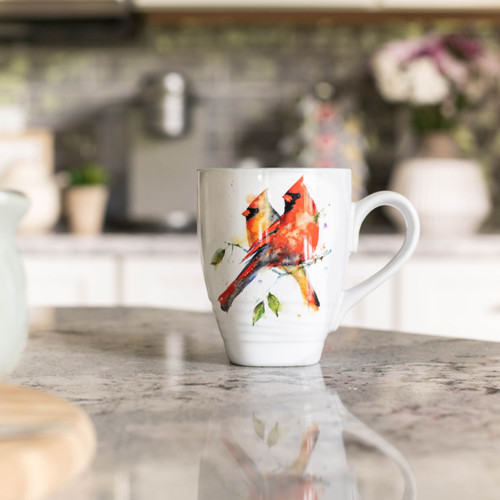 Dean Crouser Stoneware Watercolor Cardinal Pair Mug 16oz slide 