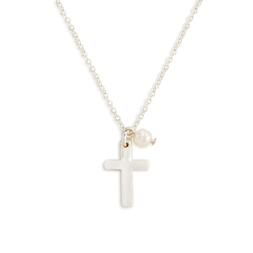 Dainty Cross Necklace - Silver slide 