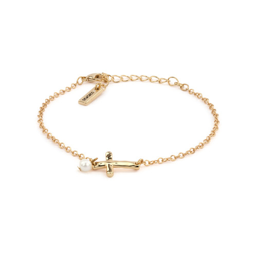 Dainty Cross Bracelet - Gold slide 