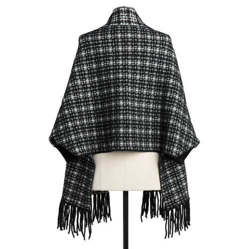 Black & White Tweed Shawl with Sleeves slide 