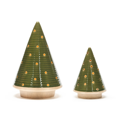 Simply Snowy Green Tree Tealight Candle Holders Set of 2 slide 