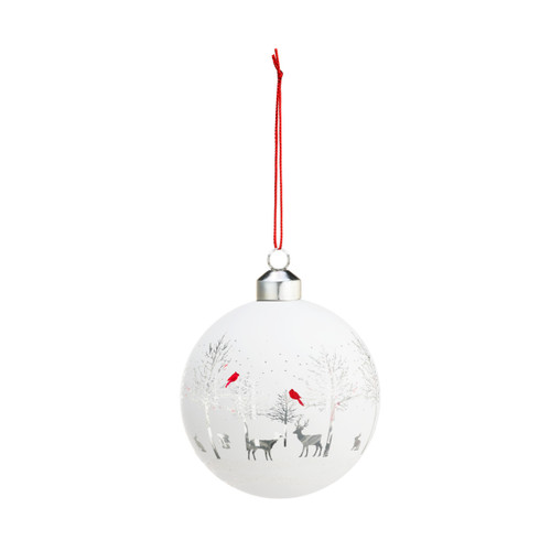 Etched Glass Deer Scene Ornament slide 