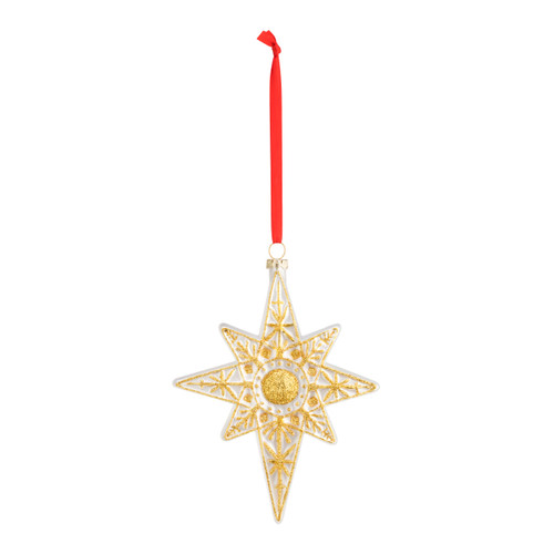 Holiday Blown Glass Star of Bethlehem Nativity Ornaent 5"x 6" slide 