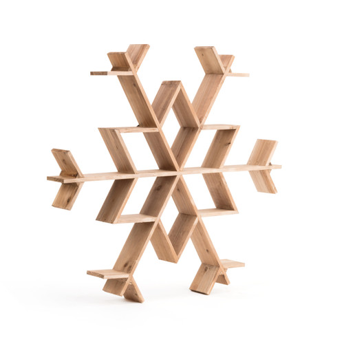 Snow Day Large Wood Snowflake Wall Shelf 27" x 27" slide 