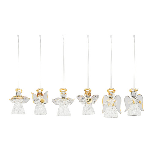 Spun Glass Mini Angel Ornaments - 6 Assorted slide 
