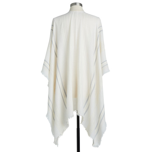 Multi Stripe Poncho - Cream slide 