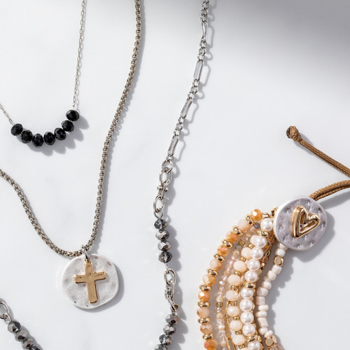 Beaded Prayer Necklace - Black slide 