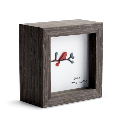 Sharon Nowlan Collection Red Cardinal Love From Above Shadowbox 4" x 4" slide 