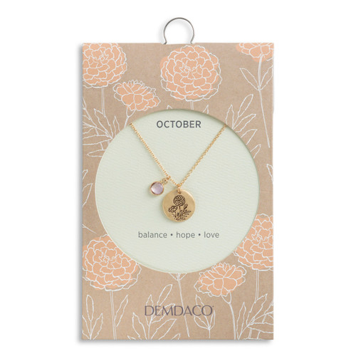 Birthstone Charm Necklace - October slide 