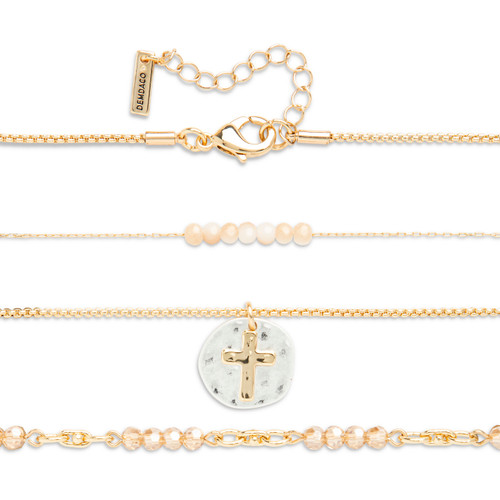 Beaded Prayer Necklace - Champagne slide 