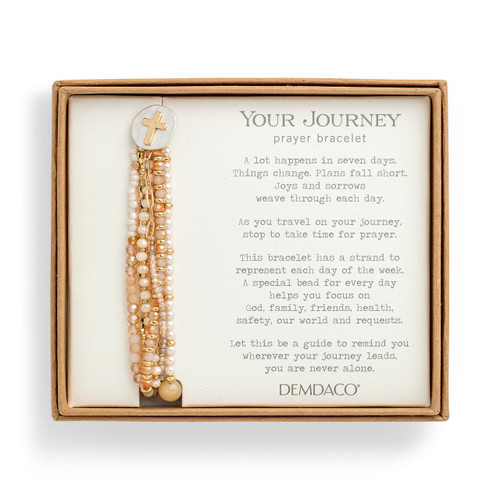 Your Journey Champagne Adjustable Beaded Prayer Bracelet 7" slide 