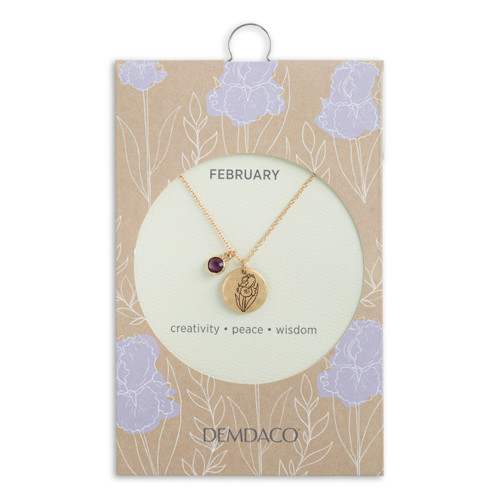 Birthstone Charm Necklace - February slide 