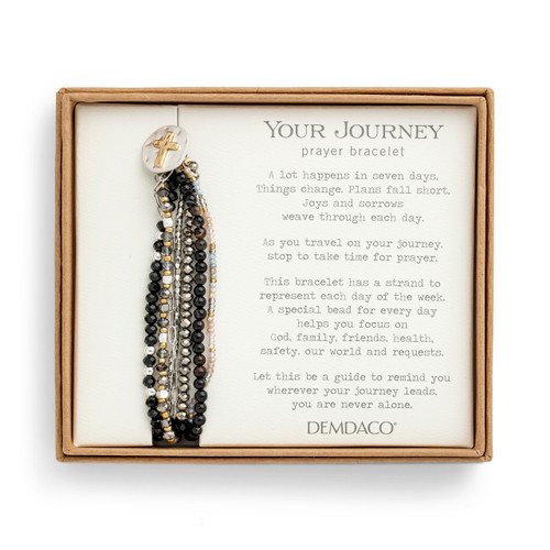 Your Journey Black Adjustable Beaded Prayer Bracelet 7" slide 