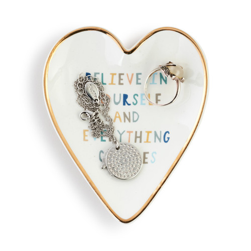 Believe in Yourself Art Heart Trinket Dish slide 